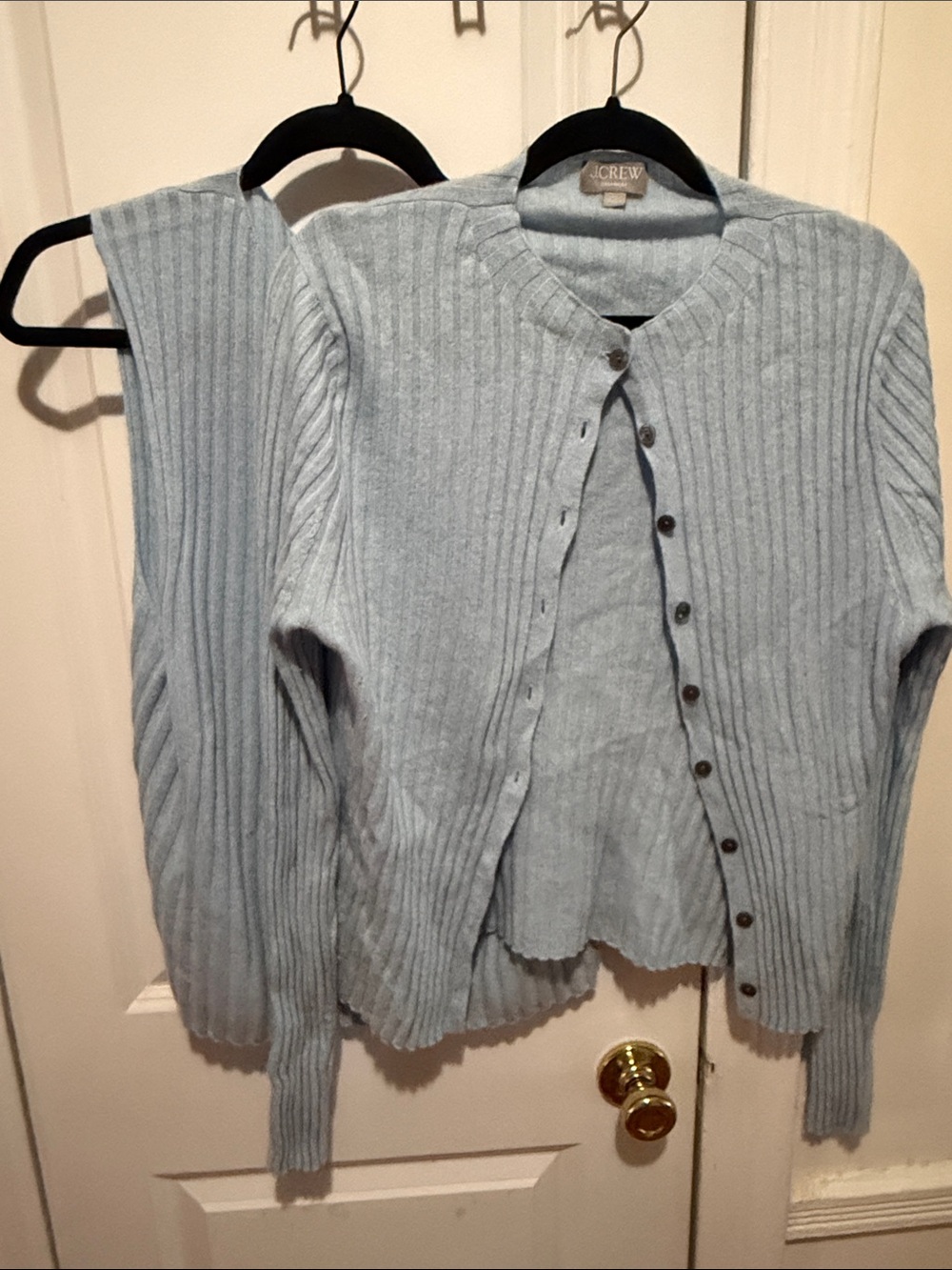 J. Crew Light Blue Ribbed Button-Front Cardigan - Picture 4 of 4
